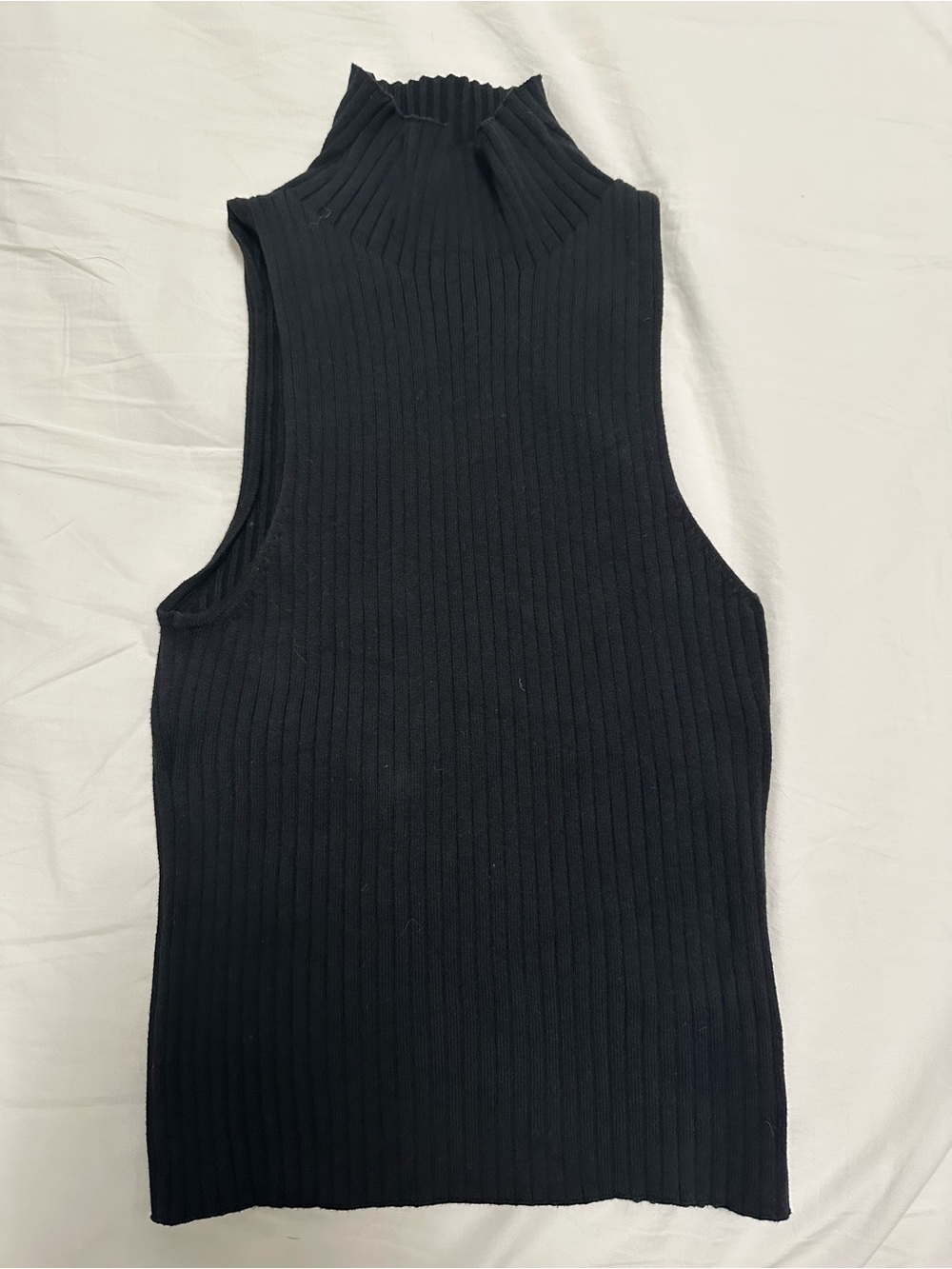 Women’s Black Ribbed Sleeveless Turtleneck Sweater - Reformation XS